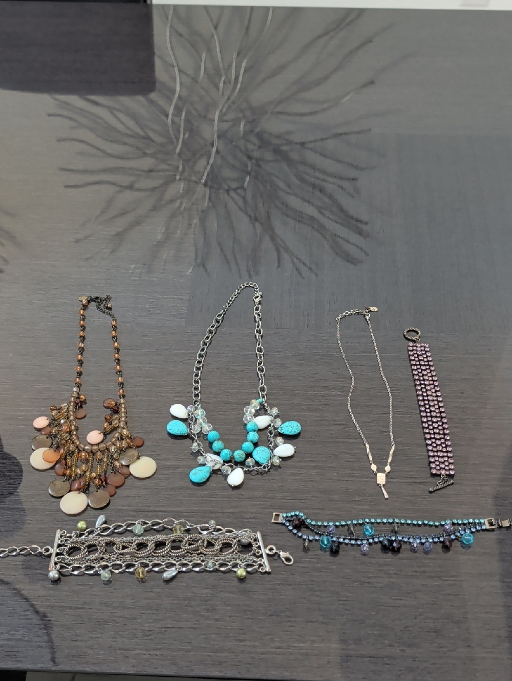 6 Piece Jewelry Lot Premier Designs Freefall Rhinestones Bracelet Necklace